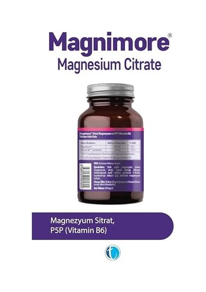 Magnimore Magnezyum Sitrat & P5P 60 Bitkisel Kapsül