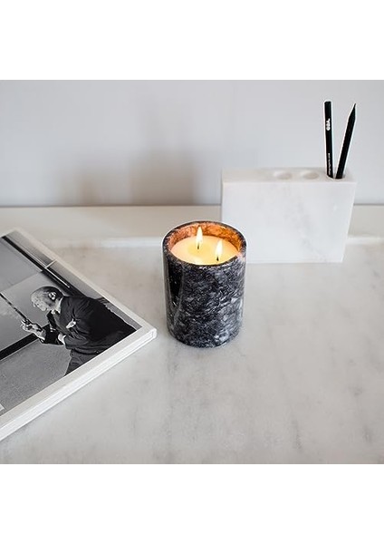 No: 4 Mermer Mum Oryantal ve Odunsu Kokulu Tasarım Dekoratif Mermer Soya Mumu - 220GR (Siyah) fiyatları