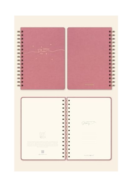 A5 Spiralli Sert Kapak Düz Çizgisiz Tarihsiz Not Defteri Pembe modelleri