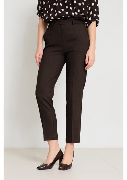 Acı-Kahve Cep ve Bel Detaylı Tam Kalıp Pantolon fırsatları