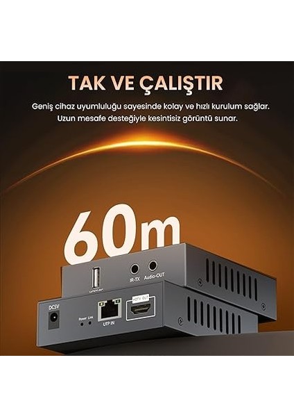 1080P Full Hd 60Hz HDMI Kvm Extender 60 Metre CAT5E/6 HDMI Menzil Genişletici Uzatıcı fiyatları