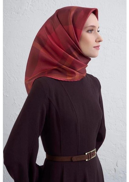 2025 Desenli Saf Ipek Twill Eşarp 9418-03