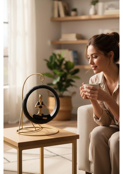 Modern Stil Askılı Sallanan Yoga Yapan Kadın Heykeli 18 cm Dekoratif Meditasyon Biblo Ev Ofis Süsü A fiyatları