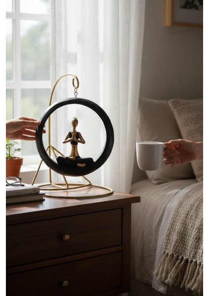 Modern Stil Askılı Sallanan Yoga Yapan Kadın Heykeli 18 cm Dekoratif Meditasyon Biblo Ev Ofis Süsü A modelleri