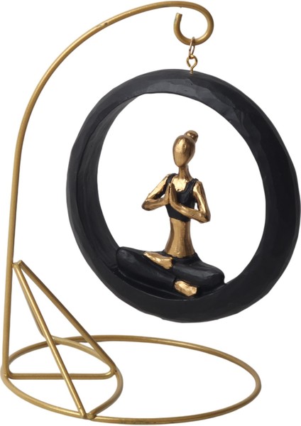 Modern Stil Askılı Sallanan Yoga Yapan Kadın Heykeli 18 cm Dekoratif Meditasyon Biblo Ev Ofis Süsü A fırsatları