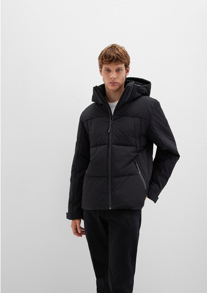 Su Itici Kapüşonlu Siyah Şişme Mont 0110675-71379 fiyatları