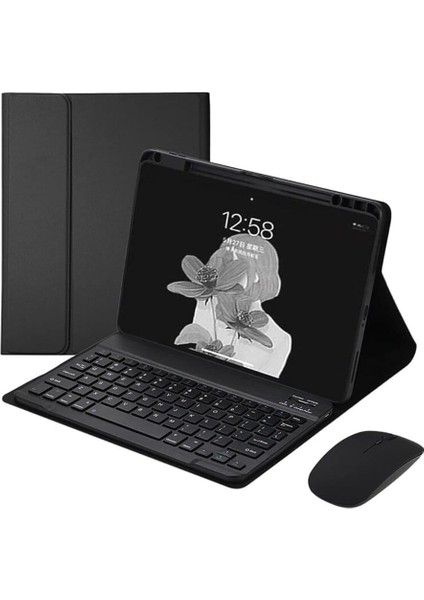 Galaxy Tab A9+ Plus 11 Inç SM-X210 ile Uyumlu Bluetooth Klavyeli Kılıfı + Mouse