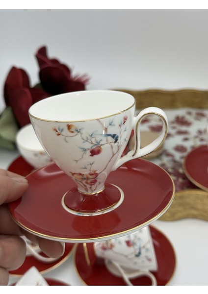 Türk Kahve Fincanı Rosso Veronica 6 Kişilik 12 Parça modelleri