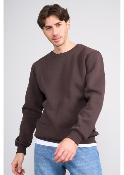Çetinkaya Mentality 3036 3 Ip Bisiklet Yaka Kahve Sweatshirt