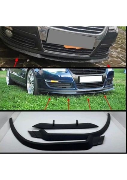 Volkswagen Passatb6 Uyumlu Evrensel Universal 3 Parça Cupra Kupra Ön Ek Tampon Dili Lip Esnek Karlık fiyatları