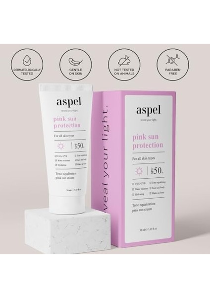 Aspel Ton Eşitleyici ve Nemlendirici Yüksek Korumalı Spf 50+ Pembe Güneş Kremi 50 ml modelleri