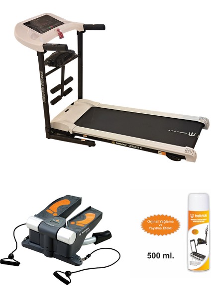 Optirun Xtra M Manuel Eğimli Masajlı Koşu Bandı + STR20 Mini Stepper + Koşu Bandı Silikon Bakım Yağı Sprey 500ML