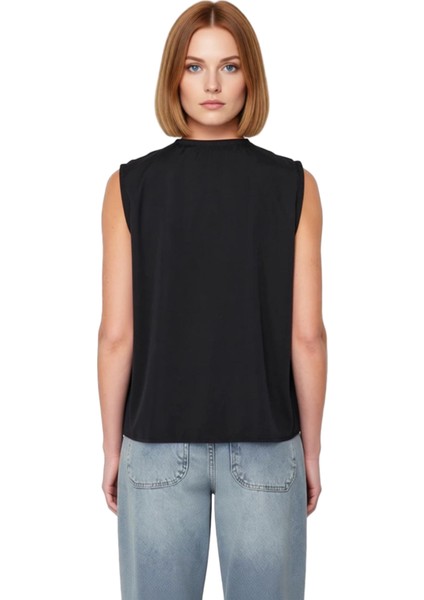 Moda Bisiklet Yaka Dokuma Regular Düz Desen Casual Günlük Regular Askılı Kol Bluz modelleri