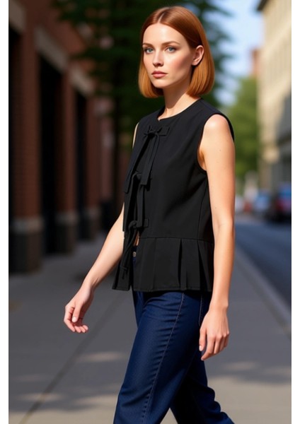 Moda Bisiklet Yaka Dokuma Regular Düz Desen Casual Günlük Regular Askılı Kol Bluz fırsatları