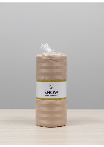 Ruby Pamuk Saten Çizgili Lastikli Çarşaf Çift Kişilik + 2 Yastık Kılıfı