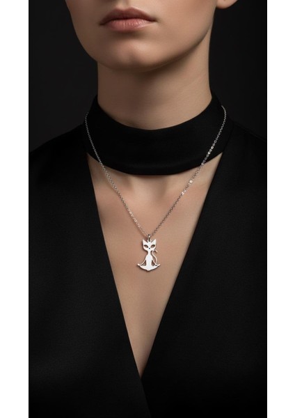 Yoga Yapan Kedi Gümüş Kolye fırsatları