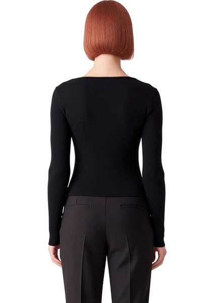 Kadınlar Için Esnek Örme Vücuda Oturan Crop Bluz Kalp Yaka Detaylı Kaliteli Şık Rahat Modern fiyatları