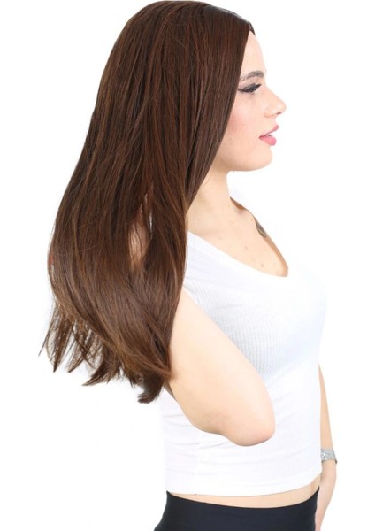 Fiber Sentetik Uzun Düz Peruk - Kahve Karamel fiyatları