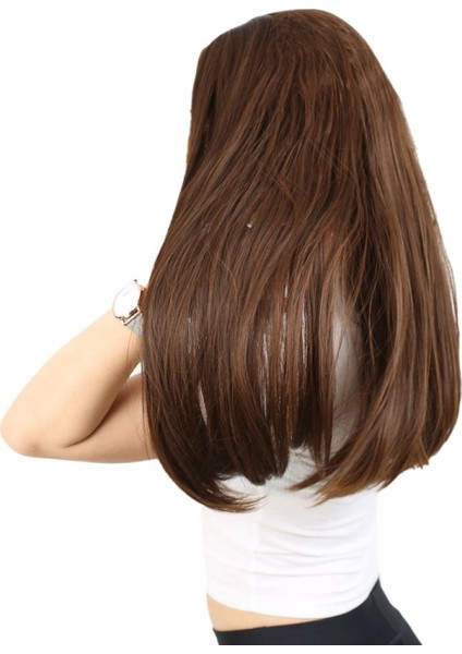 Fiber Sentetik Uzun Düz Peruk - Kahve Karamel modelleri
