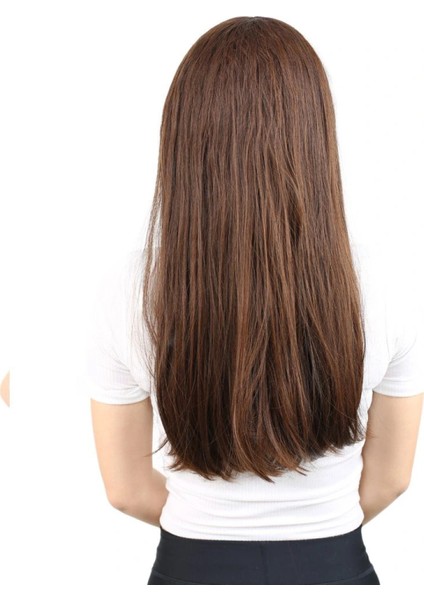 Fiber Sentetik Uzun Düz Peruk - Kahve Karamel fırsatları