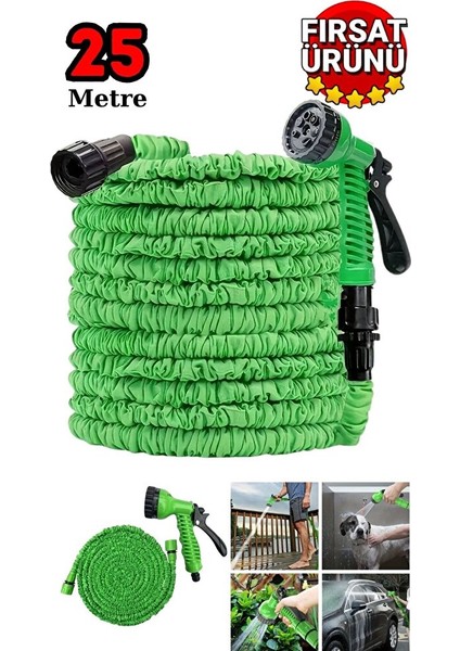 Uzayan Hortum L Bahçe Sulama L Araç Yıkama Hortumu L 7 Kademeli Başlık Tabanca L Ilaçlama