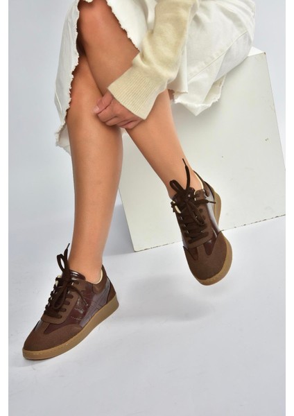 V820104802 Kahverengi Süet Spor Ayakkabı Sneakers
