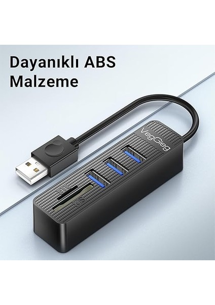 USB 2.0 Sd - Microsd Kart Okuyucu ve 3 Port USB Çoklayıcı Hub fırsatları