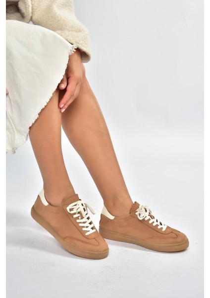 V999061501 Taba Hakiki Deri Nubuk Kadın Spor Ayakkabı Sneakers fırsatları