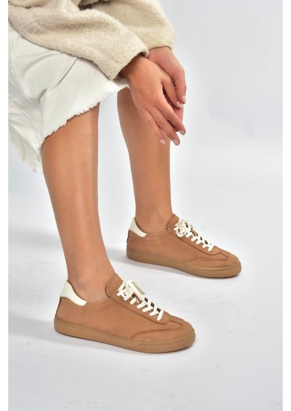 V999061501 Taba Hakiki Deri Nubuk Kadın Spor Ayakkabı Sneakers indirimleri