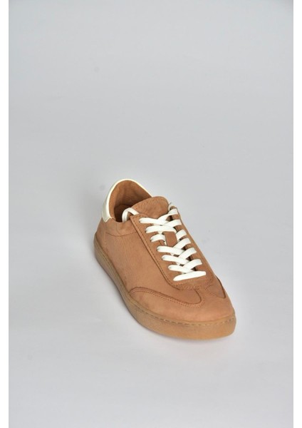 V999061501 Taba Hakiki Deri Nubuk Kadın Spor Ayakkabı Sneakers