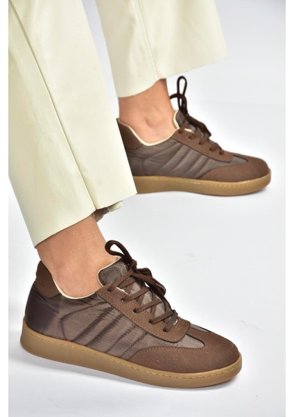 V820104404 Kahverengi Kumaş Spor Ayakkabı Sneakers modelleri