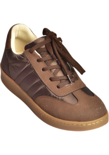 V820104404 Kahverengi Kumaş Spor Ayakkabı Sneakers