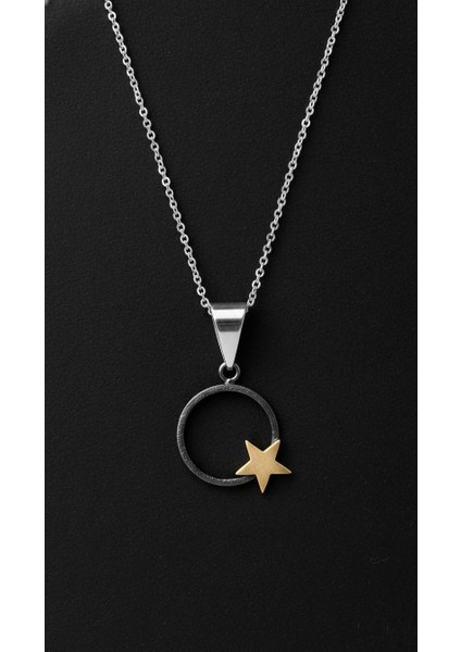 Yıldız Oksitli Çember Gümüş Kolye Ucu fırsatları