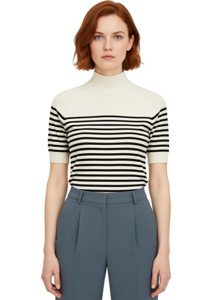 Moda Dik Yaka Triko Slim Düz Desen Casual Günlük Regular Kısa Kol Bluz fiyatları