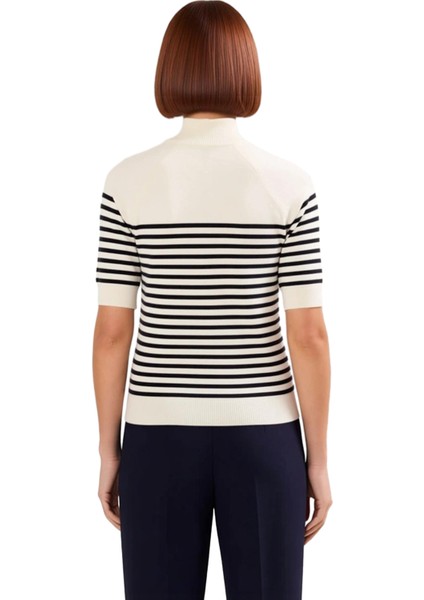 Moda Dik Yaka Triko Slim Düz Desen Casual Günlük Regular Kısa Kol Bluz modelleri