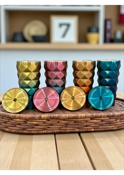 Mango Renkli Geometrik Pipetli Termos 500 Ml-Soğuk ve Sıcak Içecekler Için indirimleri