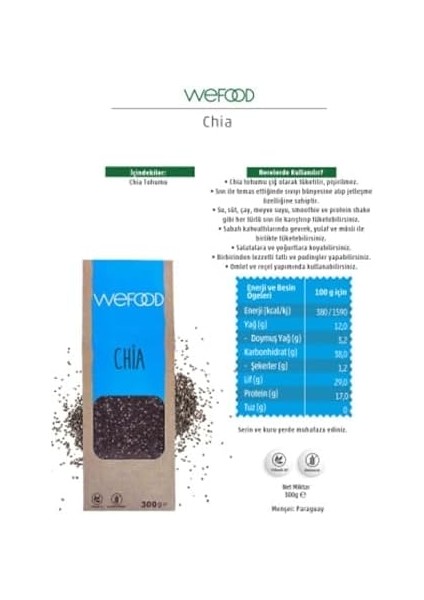Wefood Siyah Chia - 300 gr fiyatları