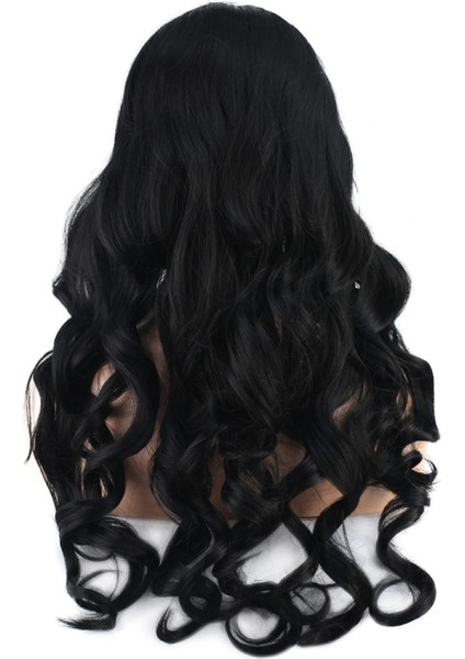 Dalgalı Perçemli Uzun Fiber Sentetik Peruk - Koyu Kestane indirimleri