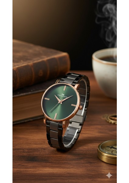 Kadın Kol Saati Altın(Gold) Renk, Yeşil Kadran - Şık Metal Kordon, 2 Yıl Garantili fiyatları