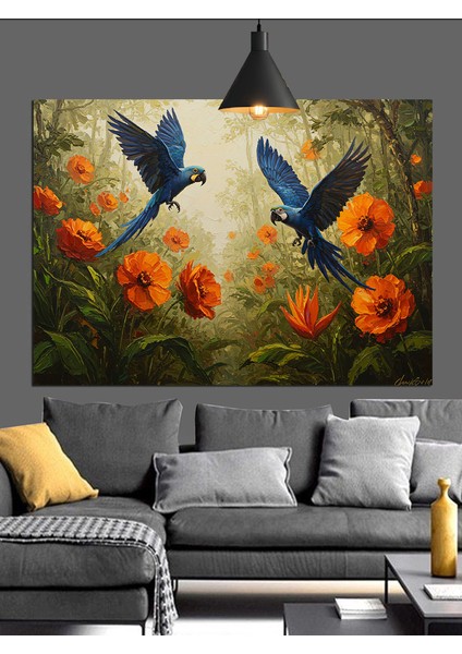 Uçuşan Mavi Kuşlar Sanat Dekoratif Kanvas - Mdf Ahşap Tablo fiyatları