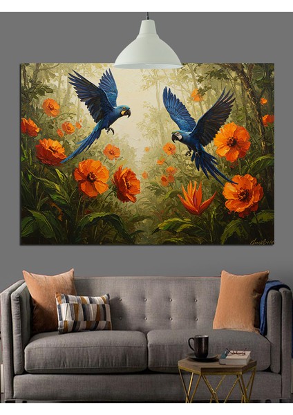 Uçuşan Mavi Kuşlar Sanat Dekoratif Kanvas - Mdf Ahşap Tablo modelleri