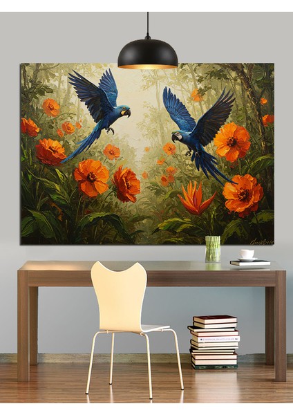 Uçuşan Mavi Kuşlar Sanat Dekoratif Kanvas - Mdf Ahşap Tablo fırsatları