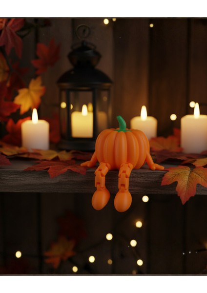 Eğlenceli Sevimli Cadılar Bayramı Oturan Figür Balkabağı Masa Raf Dekoru | 3D Baskı Halloween Süsü