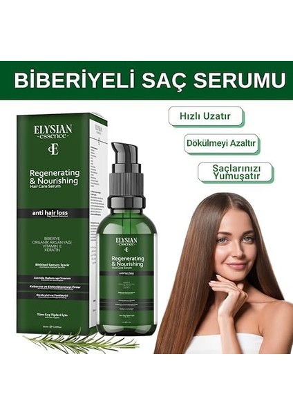 Elysian Essence Biberiyeli Saç Serumu Hızlı Uzama Etkili ve Dökülmeye Karşı - Organik Argan Yağı, Vitamin E, Keratin modelleri