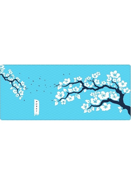 Gaming Sakura Mouse Pad 31X28, 70X30, 80X30, 90X40 Cherry Blossom Mouse Pad Xxl Büyük Oyuncu Mouse Altlığı Kiraz Çiçeği Mousepad (Turkuaz-Beyaz, 90X40 cm 3mm Kalınlık)