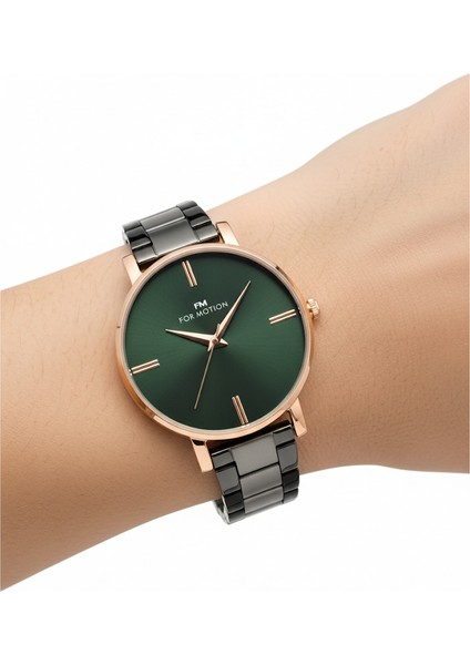 Kadın Kol Saati Altın(Gold) Renk, Yeşil Kadran - Şık Metal Kordon, 2 Yıl Garantili modelleri