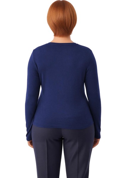 Viskon Bisiklet Yaka Esnek Örme Uzun Kollu Kadın Bluz Kaliteli Şık Rahat Modern Zarif Günlük fırsatları