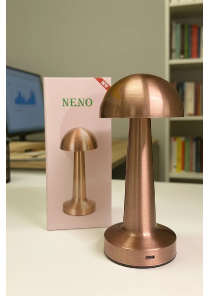 Rose Gold Metal Gövdeli Mantar LED Masa Lambası fırsatları