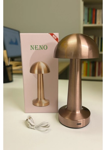 Rose Gold Metal Gövdeli Mantar LED Masa Lambası indirimleri