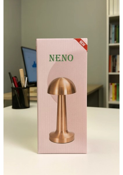 Rose Gold Metal Gövdeli Mantar LED Masa Lambası